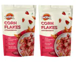 Zerobeli Strawberry Corn Flakes Pouch 520 gm (Pack of 260g x 2) -With Real Strawberry Chunks| No Artificial Color|