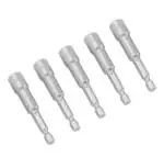 UP TO DATE PRODUCTS 5Pcs 8mm Magnetic Electric Screwdriver Bit Drill Nut Driver Set 65mm 1/4 Inch Hex Shank Metric Wrench Socket Power Tool Parts