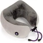 VIAGGI Memory Foam Neck Massager Pillow for Shoulder & Neck Pain Relief Vibrating U Shape Massage Pillow for Office | Home | Car | Travel Pillow - Coffee Grey