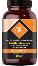 Healthy Nutrition -Just for the Health of it Multivitamins with Probiotics Vegan for Immunity, Hair and Metabolism-60 tablets