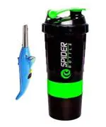 FIRST FRONT Dolphine Shape Electric Gas Lighter With Heavy Plastic and Stylish Gym Shaker Bottle and Multicolour, (Pack of 2)