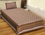 UniqChoice Brown 100% Cotton Single Bedsheet With 1 Pillow Cover(1+ 1_ Single_ Lahariya_ Brown)