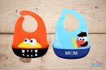 The Little Lookers Sky Blue & Orange Silicone Adjustable Strap Feeding Bib (Pack of 2)