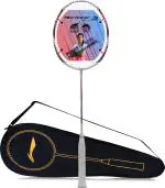 Li-Ning Red, Black Strung Badminton Racquet, 79 G
