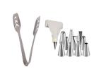 Urban Buy Stainless Steel Momo Tong with Cake Decorating 13 Pcs Nozzle and Multicolour, Pack of 2