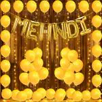 Zyozique Mehndi Ceremony Decorations Items - Balloons, Metallic Balloons & Rice Light (Pack Of 27)