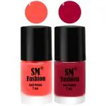 SM FASHION Long Lasting Nail Polish | Nail Paint Combo 7 ml Each) - Set of 2 Baby Pink-Dark Magenta