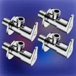 CUROVIT Torrent ZINC Alloy Angle Valve Pack of 4 Silver in Color Chrome Finish Quarter Turn with Wall Flange for Bathroom & Kitchen Area