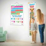 GOWOO NUMBERS AND FRACTIONS CHART and GIRAFFE HEIGHT CHART | Set of 2 charts 1 Educational + 1 Height Chart | Set of Numbers and Fractions Chart and Giraffe Height Chart for Students