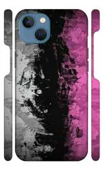 YAPZONE Funky Pink Black and Grey/White Color Abstract |Designer Printed Hard Back Cover for Apple iPhone 13 Premium & Attractive Case for Your Smartphone