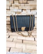 Sanho CrocTexture Sling bag for girls and women|Black color with ditachable strap