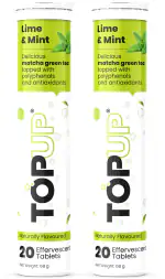 TopUp Organic Japanese Ceremonial Matcha Green Tea with Antioxidant for Energy & Focus | Helps Weight Loss, Detox & Clear Skin | Lime & Mint Flavor | 40 Effervescent Tablets (Pack of 2)
