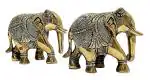 athizay Elephant showpiece Decorative Items 2 Brass Elephant Antique statue for Home Office table decor (10 cm tall)