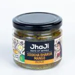JhaJi - Taste of Mithila Dry Stuffed Mango Pickle | Bihari-Style Aam Ka Sukha Bharua Achar | Little Oil & More Salt | Tangy, Spicy, Sour, and Salty | Dark Brown Mango Pickle | Long Sized Mango Pieces | Bihari-Style Homemade Pickle, 250gm