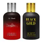LA' FRENCH Black Gold & Desire Perfume Combo Set For Men & Women -100ml + 100ml | Premium Luxury Long Lasting Fragrance Spray | Eau De Parfum | Ideal For Men & Women | Perfume For Men & Women | Pack Of 2