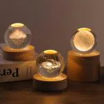 Meubels 3D Crystal Ball Night Light Lamp | Christmas Day Gifts Ideas for Boyfriends, Husband Him, Science Space Astronomy Universe Planet Cool Presents Fathers, Kids Boys | Galaxy Night Light Lamp | 3D Lamp Moon Ball | Lamp for Living Room (Pack of 1)