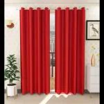 PARDA SANSAR Set of 2 Door Blackout Room Darkening Ring Rod Polyester Curtains, Blue - Size-7ft