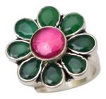 CHAITANYA EMPORIUM floral cutstone cocktail rotating silver ring