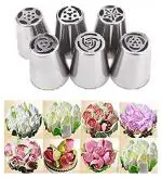 PINDIA 6Pc Cake Decorating Random Design Russian Icing Piping Nozzles(JIO-DC1702023)