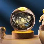 WIGZA Universe Crystal Ball Night Light,2.4 Inch Glass Ball Night LED Lamp with Woodern Base,Decorations Gifts for Men,Women,Kids,Boys,Girls,Teens-1PC