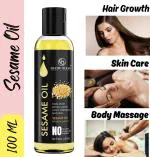 GLOW OCEAN - GLOW EVERYDAY Pure Sesame Oil 100% Natural, Organic and Cold Pressed-Sesame Hair Oil (100 ml)