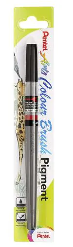 Pentel Arts Pigment Ink Color Brush Pen | Soft Tip | Ideal For Modern Calligraphy & Decorative Writing | Pack Of 1 | Black (XGFP101X)