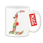 Mug Morning L Letter Mug Floral Design Coffee Mugs with Letter L L Alphabet Mugs Letter Mugs