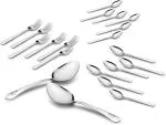 Classic Essentials Stainless Steel Silverware Flatware Cutlery Set, with Dinner Spoon/Baby Spoon/Fork/Serving Spoon (Pack of 20)