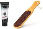 Lenon Beauty Charcoal Face Mask With Dead Skin Callus Remover Double Sided Wooden Scrubber (2 Items in the set)