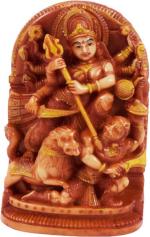 PK Enterprises Orange Ceramic Sherawali Mata Durga Statue Murti For Pooja Home Decor
