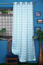 Parda Online Light Blue Polyester Printed Eyelet Window Art Curtain 7ft, (Pack of 4)