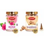 SHYAM CHARAN Incredible India Incense Cones Combo (Pack of 2) | 2 Fragrances - Rose and Sandal (240 Cones) | Incense Cones for Pooja | 100% Organic Dhoop Cones for Fragrance (Charcoal Free)