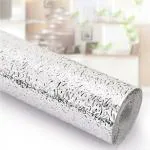 SOJITRA EXPORT 59 cm Medium Backsplash Self Adhesive Aluminium Foil Paper Kitchen Stickers Wall Oil Water Proof Platform Sticker Roll Cover Gas Stove Sheets Wallpaper Waterproof Wallpapers Top Heat Resistant Sticker Self Adhesive Sticker (Pack of 1)