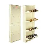 Laxmi KAPAT 4 Door Metal Wall Mounted Shoe Rack Shoe Organiser (Ivory - 54 X 20 X 6 Inch)