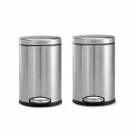 OPR Stainless Steel Plain Pedal Dustbin with Lid | Trash Can Round Shape Dustbin for Bathroom, Home, Kitchen, washrooms, Room and Office- Pack of 2 (5 Litre)