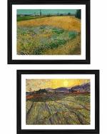 DECOR ADVENTURES india advertising ideas in Power Wheatfield and Wheat Field With Rising Sun by Van Gogh Wall Painting 18 x 24 inch (Pack of 2)