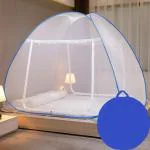 Evafly Mosquito Net for Double Bed King Size Foldable Machardani Resistant Steel Wire - Blue