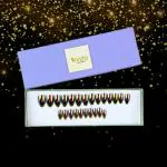 Nishi Designer Acrylic Press-On Nails Set Black & Golden Artificial False Nail Extensions