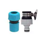 Divine Tree 1/2 & 3/4 Inch Tap Adapter (Grey) & 3/4 Inch Hose Connector For Quick Tap (Blue) / Hose Fitting For Garden Pack 2