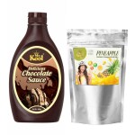 Mr.Kool Pineapple Instant Drink Mix Powder Pouch 400gm and Delicious Chocolate Syrup 450g Combo