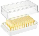 Vinishq Plastic Butter Dish with Cutter and lid for Refrigerator, BPA Butter Box with Cutting Guide, Cheese & Butter Keeper Container Case for Kitchen