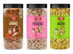 D'Nature Fresh DryFruits Combo Pack (Caliornia Almonds, Pistachios, Raisins) 500g Jar Each