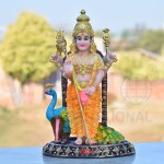 WELNO Big Size Murugan Kartikeya Showpiece Hindu God Kumaraswamy Idol Decorative Statue Figurine for Home Decor Gifts, Polyresin (24 Cm)