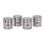 Sumeet Stainless Steel Circular Vertical Storage Container set of 4 Pc, 1250ml Capacity Each, 12cm Dia, Silver