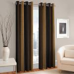 Modern Fab Brown New Polyester Long Crush Eyelet Door Curtains - 8 Feet (Set Of 2)