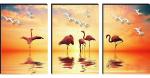 SAF Set of 3 Flamingo MDF Self Adhessive UV Textured Painting 27 Inch X 12 Inch(Each Painting Size 12 Inch X 9 Inch) PHC30140