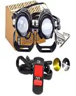 Eltron Turbo ELT98FHFBK 1 Month Warranty Original Fog Light High Power Super Mini Driving Universal For All Bikes, Motorcycle, Car Projector Light 2 Color White & Yellow Spot Beam (Pack of 2)