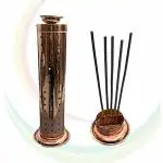 OGU Stainless Steel Agarbatti Incense Stick Stand Holder with Ash Catcher & Dhoop Holder for Home, Office & Temple (2 Pcs, Copper)