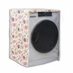 Classic Front Load Washing Machine Cover for Samsung 8 Kg, 8.5 Kg, 9 Kg, 9.5 Kg, 10 Kg, 10.5 Kg, 11 Kg, 11.5 Kg, 12 Kg | 72CmsX63CmsX81Cms | White & Pink Flower
