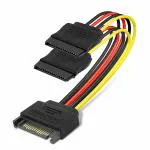 CARE CASE Black Sata Power Extension Cable 15 Pin Male to 2 x 15 Pin Female Power Extension Y Splitter Cable Adapter for Personal Computer and DVD Player